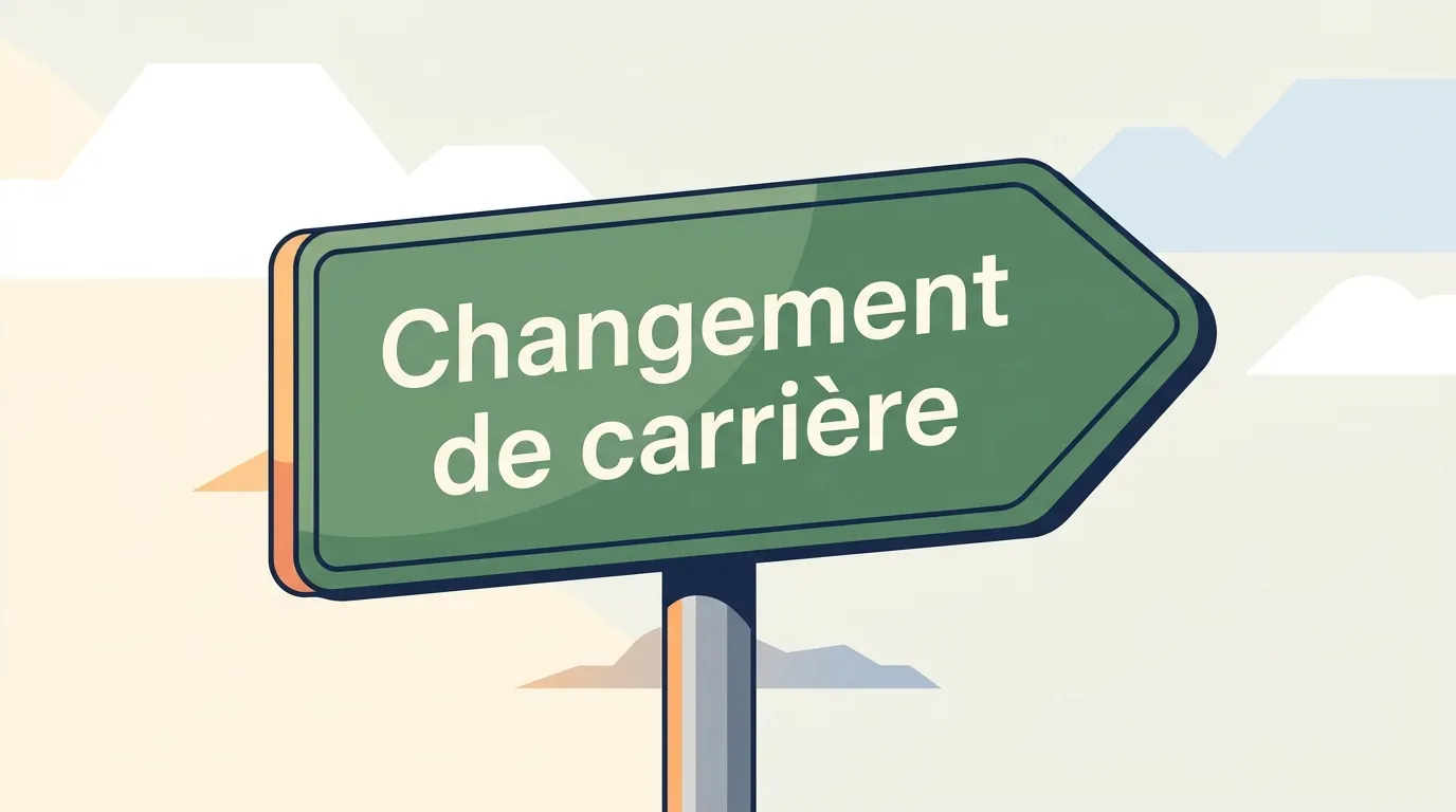 Panneau routier vert indiquant changement de carrière