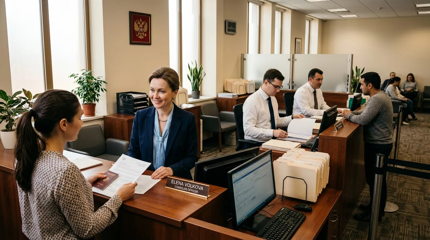 Femme présentant documents à conseillère dans bureau administratif