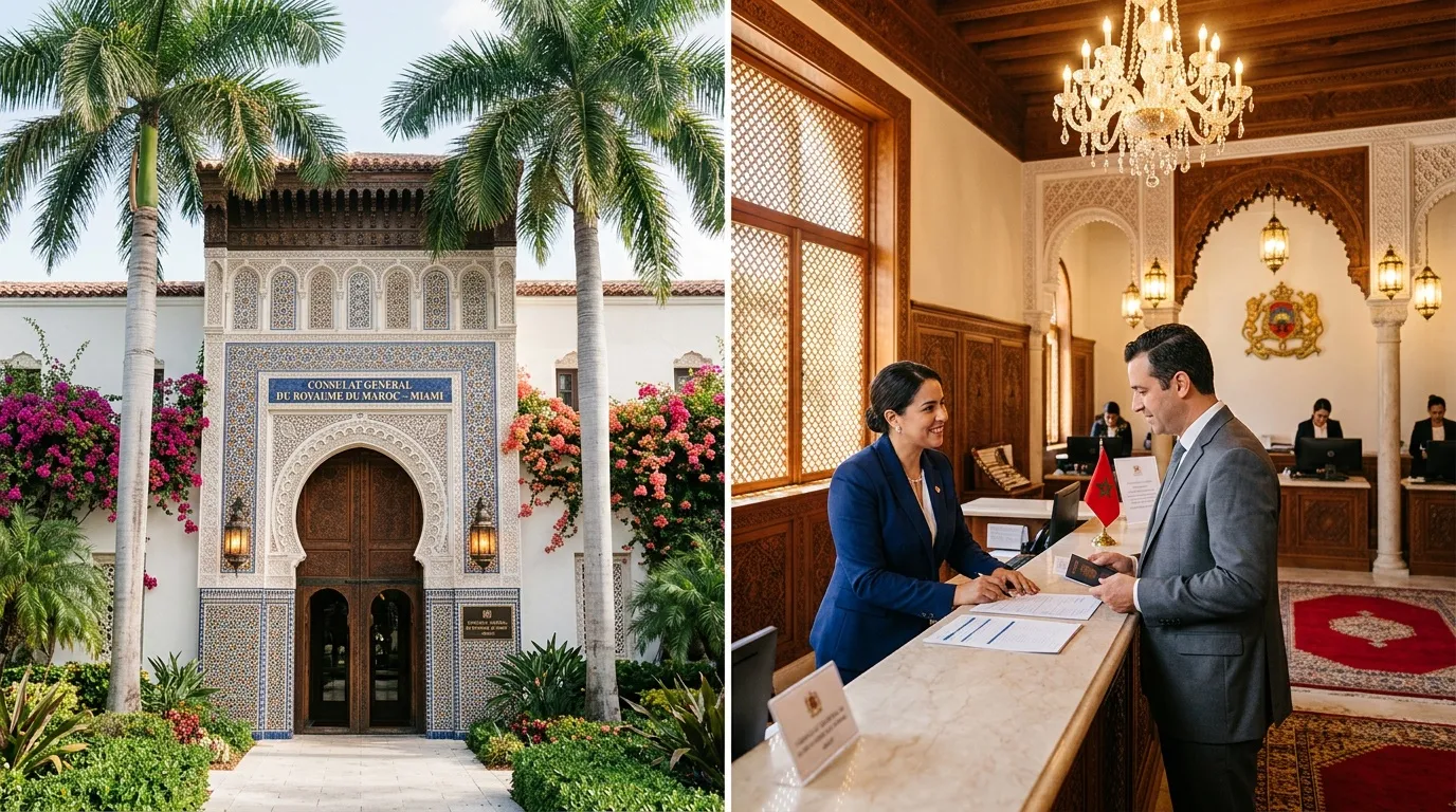 Façade consulaire marocaine et service diplomatique intérieur