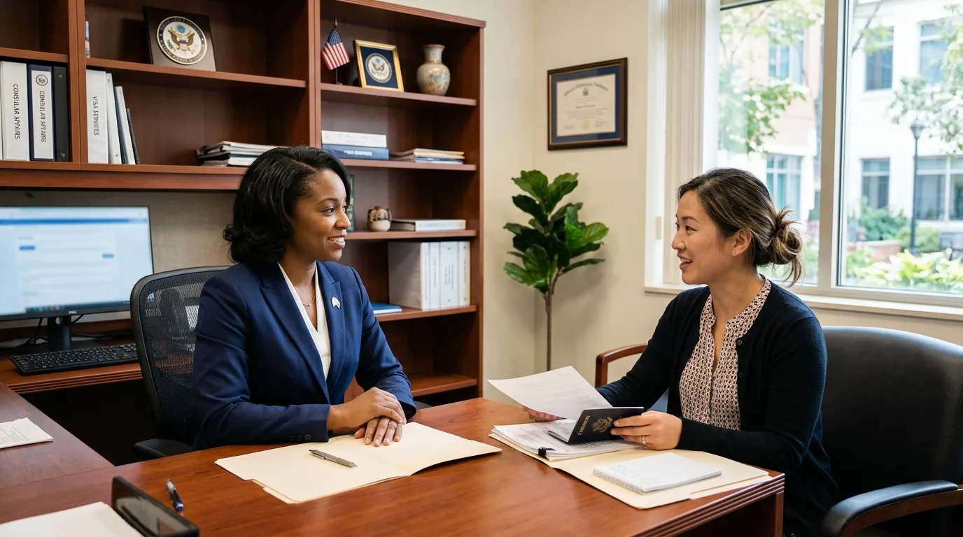 Deux femmes en discussion professionnelle &agrave; un bureau